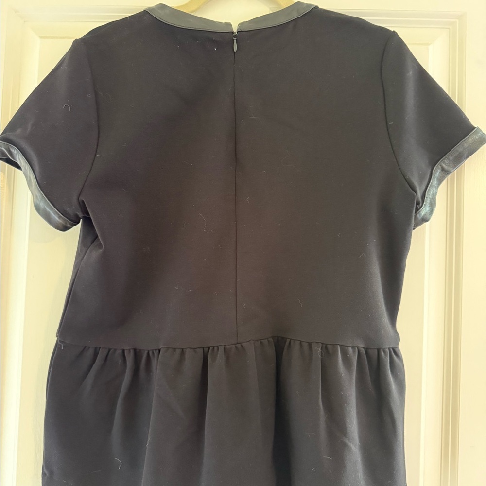 Madewell Black Short Sleeve Peplum leather accent Top. - Picture 5 of 6